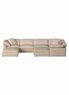 KARNAK Karnak Cloud Sofa 7 Pieces Luxury Design Sectional Sofa with Ottoman For Living Room Furniture – Beige Polyester Fabric  - Image 1