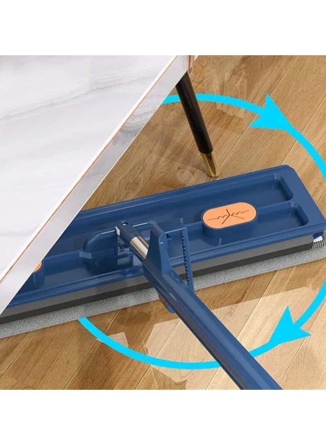 AIWANTO Microfibre Flat Floor Mop 360° Rotatable Wet and Dry for Hardwood Extendable Handle With Dewatering Cleaning Scraper With 2pc Reusable Microfiber Pads (Blue)  - Image 2