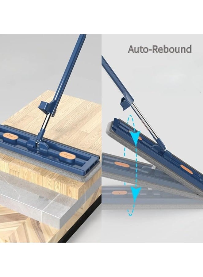 AIWANTO Microfibre Flat Floor Mop 360° Rotatable Wet and Dry for Hardwood Extendable Handle With Dewatering Cleaning Scraper With 2pc Reusable Microfiber Pads (Blue)  - Image 5