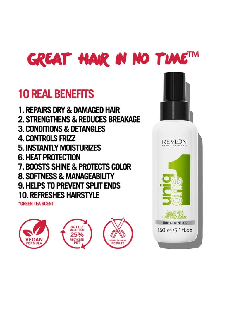 ريفلون علاج الشعر يونيك ون ريفلون بروفيشنال الكل في واحد V2، 10 فوائد حقيقية للشعر، مثالي لجميع أنواع الشعر، الشاي الأخضر، 150 مل - Image 3