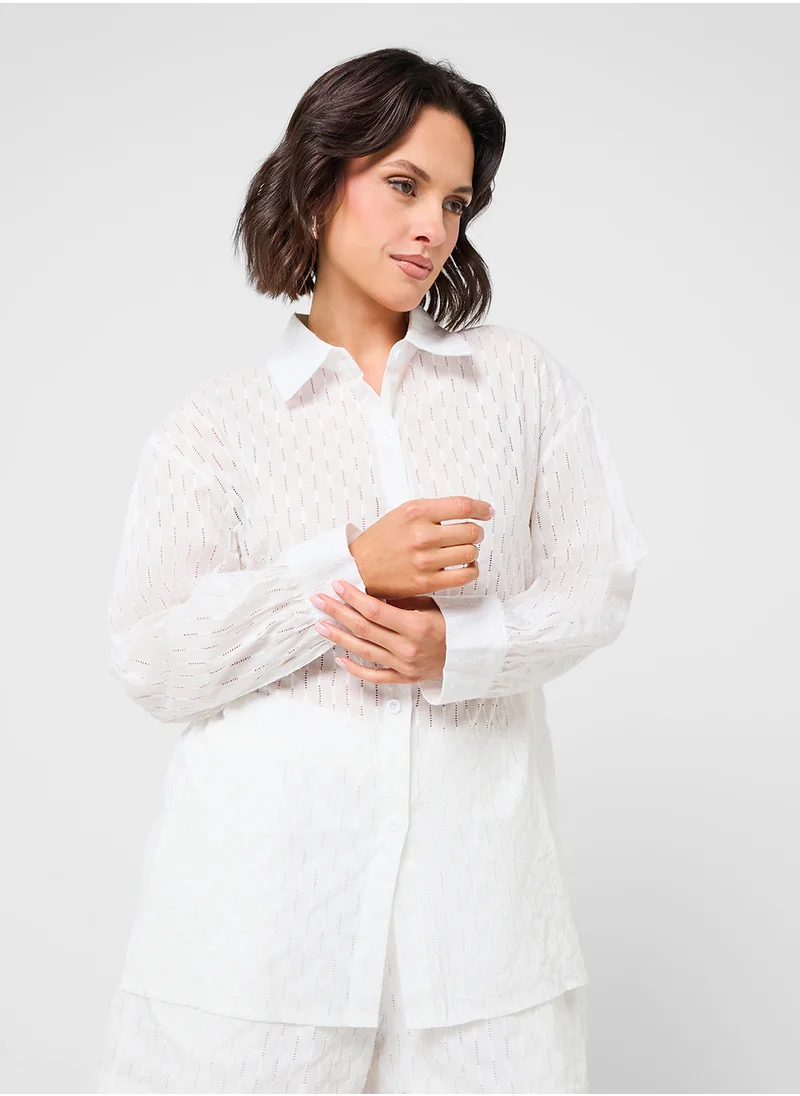 Ginger Dobby Textured Shirt & Short Coord Set