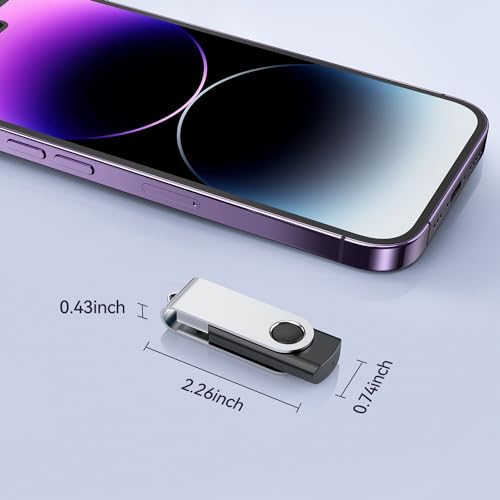 JUANWE 64GB USB Flash Drive 2 Packs, 2.0 Thumb Drive Foldable USB Storage Flash Drive Memory Stick with Lanyard Hole, Jump Drive Pen Drive Zip Drive Portable Flashdrive for PC/Tablet/Mac/Car, Black - Image 4