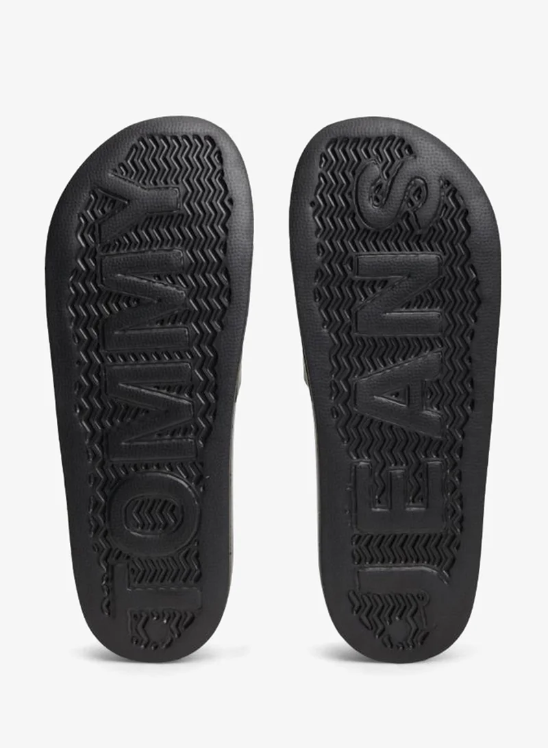 Tommy Jeans Black Flag Badge Contoured Pool Slides for Men | Best Price UAE
