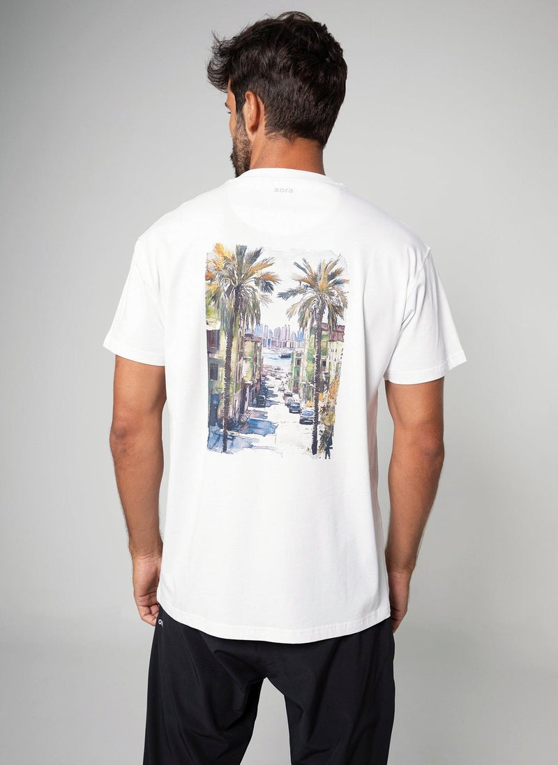 Aora Unisex Season Graphic T-Shirt – Lightweight Cotton Tee with Nature-Inspired Print for Casual Wear & Light Training (White, V11 Edition) - Image 1
