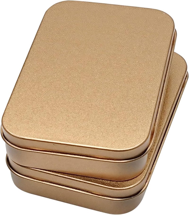 Hulless 30 Pcs Metal Hinged Tin Box Container Mini Portable Small Storage Container Kit with Lid for Home Storage 3.7 x 2.3 x 0.8 Inch, Gold - Image 4