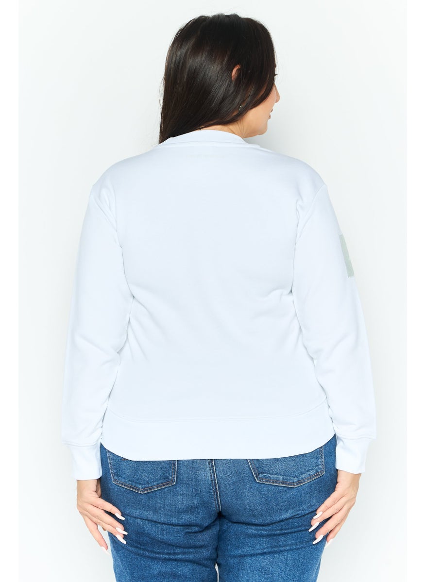 EMPORIO ARMANI Women Crew Neck Graphic Long Sleeve Sweatshirt, White Combo  - Image 4