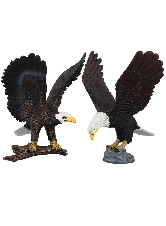 Set of 2 Mini Eagle Figure Toys, Realistic Hawk Decorative Toys Set, Mini Animal Figures for Decorations Educational, Hand Painted Eagle Animals Toy, Cake Toppers Birthday Gift for Kids Toddlers  - Image 1