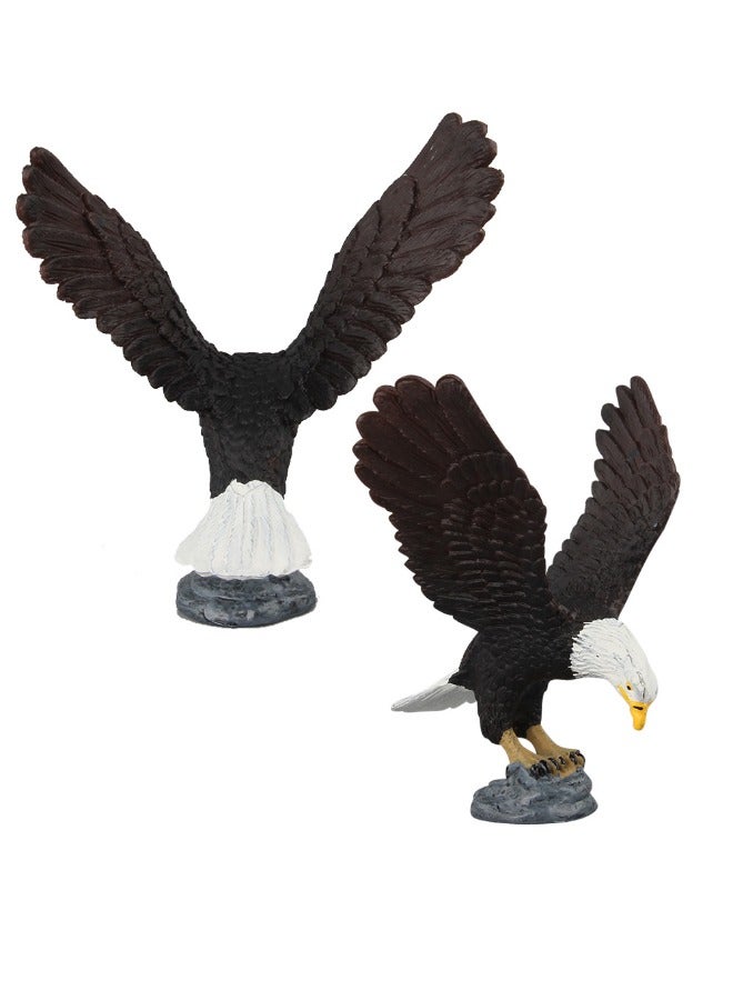 Set of 2 Mini Eagle Figure Toys, Realistic Hawk Decorative Toys Set, Mini Animal Figures for Decorations Educational, Hand Painted Eagle Animals Toy, Cake Toppers Birthday Gift for Kids Toddlers  - Image 2