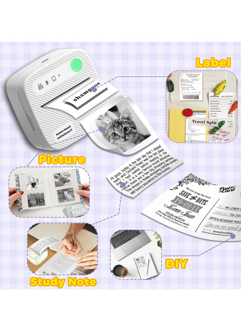 Mr. Penda B3 Sticker Printer, Mini Portable Printers with 6 Rolls 50x3800 mm Paper, Inkless Sticker Maker Bluetooth Pocket Printer for Organization, DIY, Crafts, Journal, Study, Work, Label Compatible Phone & Tablet (White)  - Image 2