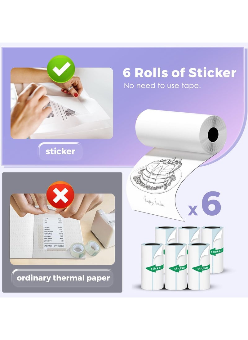 Mr. Penda B3 Sticker Printer, Mini Portable Printers with 6 Rolls 50x3800 mm Paper, Inkless Sticker Maker Bluetooth Pocket Printer for Organization, DIY, Crafts, Journal, Study, Work, Label Compatible Phone & Tablet (White)  - Image 3