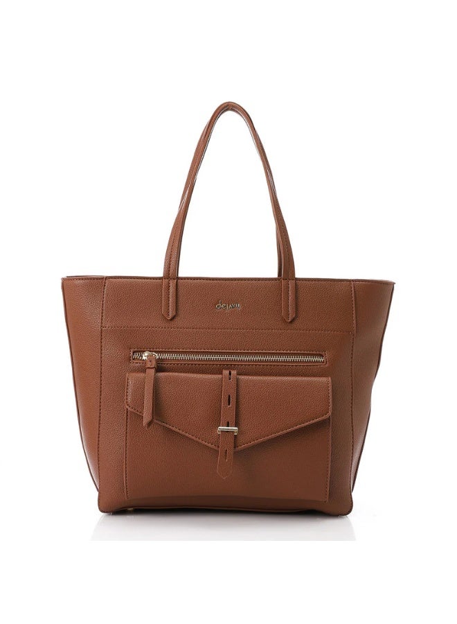 DejaVu Parctical One Main Compartment Brown Shoulder Bag - Image 1