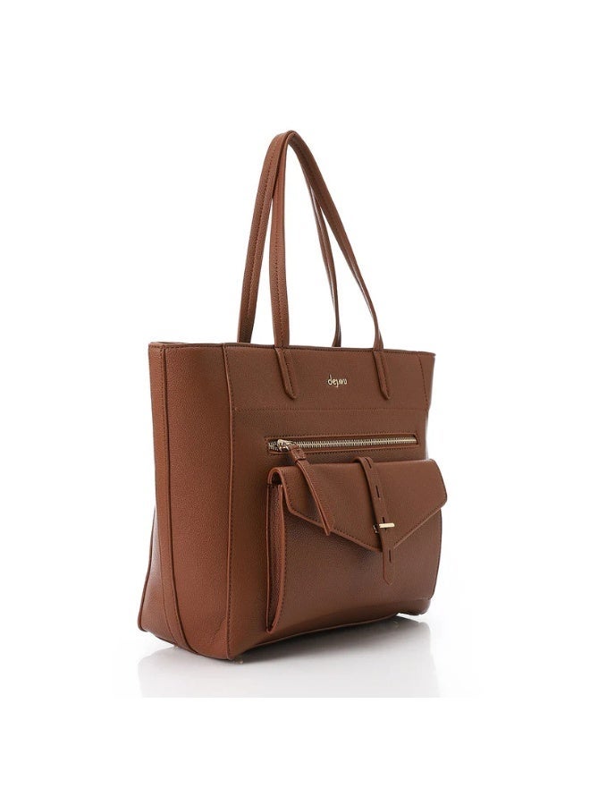 DejaVu Parctical One Main Compartment Brown Shoulder Bag - Image 3