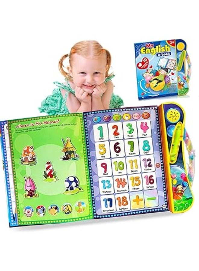 ABS Interactive Electronic Learning Books , Doodle Whiteboard, USB Charging, Touch & Read Electronic Educational Book with Sound, Early Learning Toy for 1-6 Year Olds