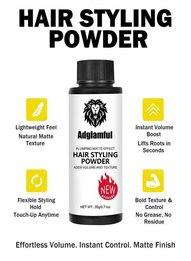 ADGLAMFUL Hair Styling Powder for Men - 20g Root Lifting Volumizer & Texture - Matte Finish, Oil Control, Strong Hold, Lightweight Hair Thickener for Fine & Thinning Hair, No Residue, Travel Size - Image 2