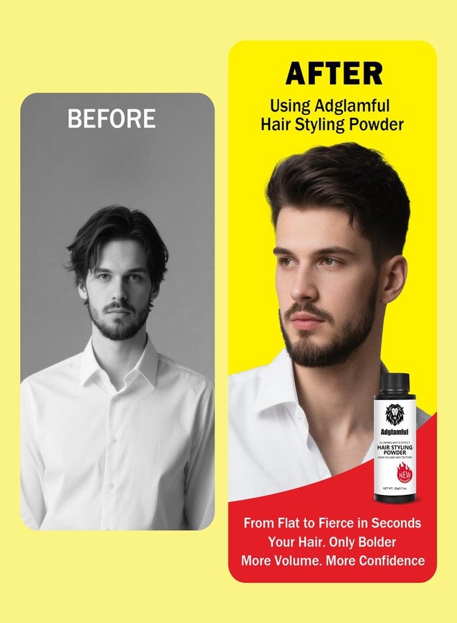 ADGLAMFUL Hair Styling Powder for Men - 20g Root Lifting Volumizer & Texture - Matte Finish, Oil Control, Strong Hold, Lightweight Hair Thickener for Fine & Thinning Hair, No Residue, Travel Size - Image 3