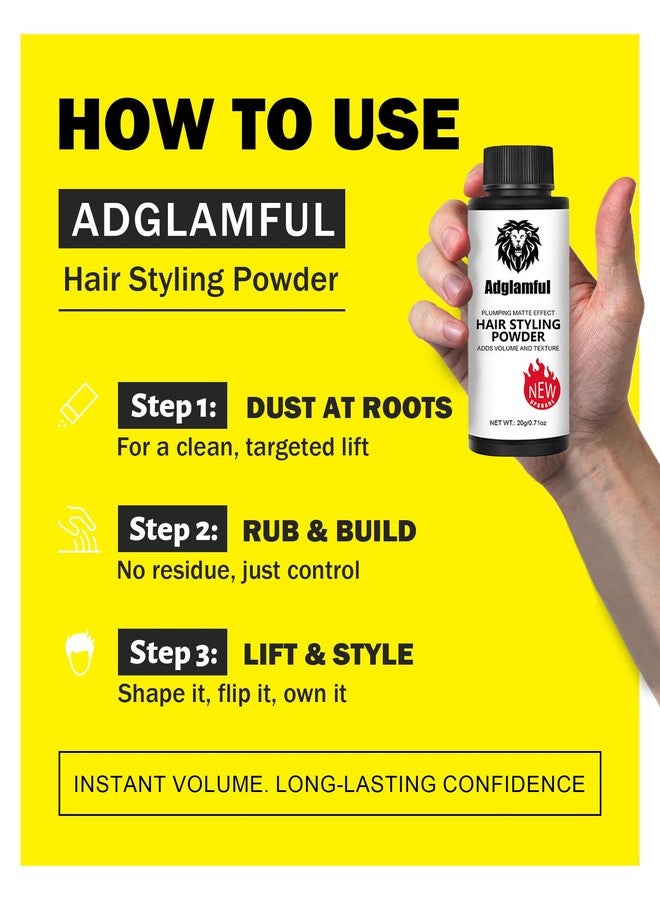 ADGLAMFUL Hair Styling Powder for Men - 20g Root Lifting Volumizer & Texture - Matte Finish, Oil Control, Strong Hold, Lightweight Hair Thickener for Fine & Thinning Hair, No Residue, Travel Size - Image 5