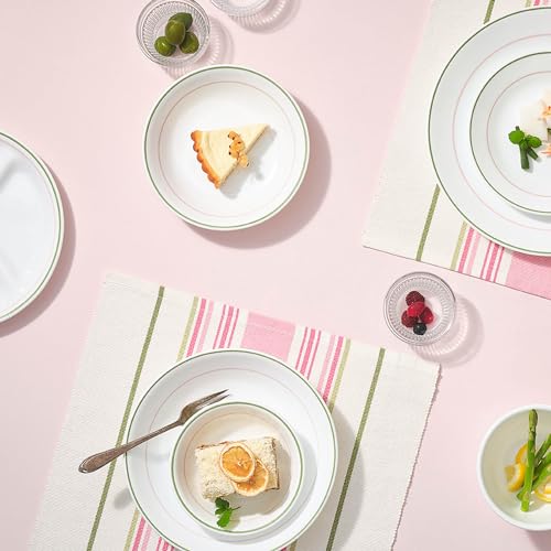 CORELLE Livingware Double Ring Green 296 ml Dessert Bowl, Lightweight & Durable, Made of Vitrelle Glass, Microwave & Dishwasher Safe, Elegant Crockery for Dining & Gifting - Set of 6 - Image 2