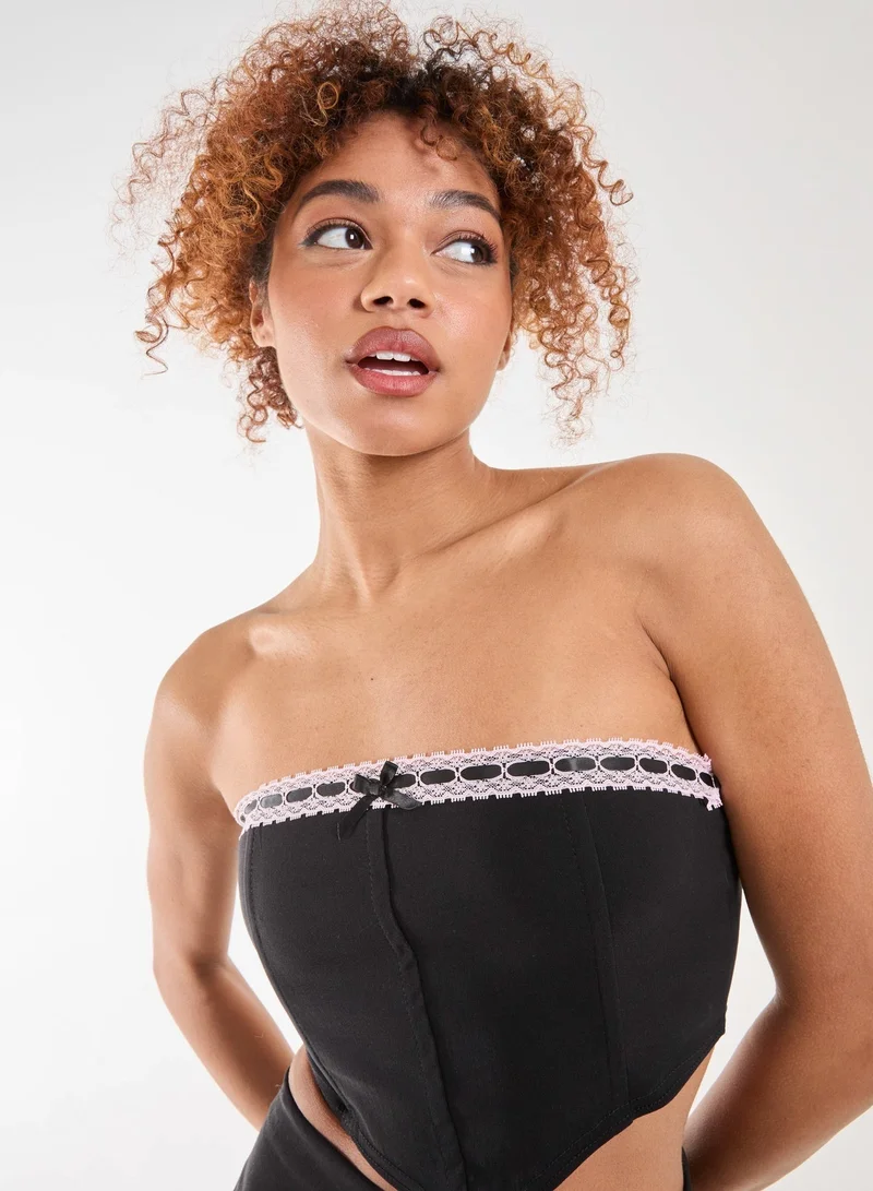 Pink Vanilla Bow Detail Corset Top