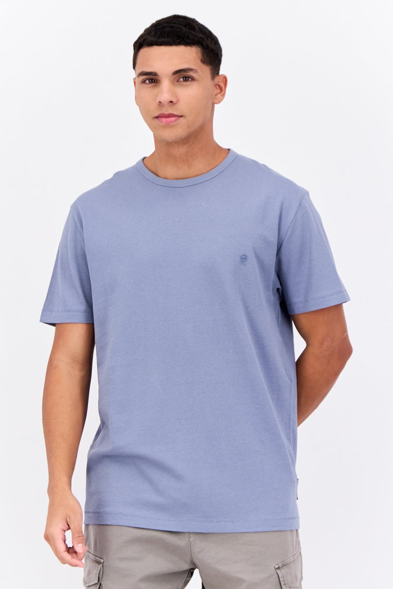French Connection Men Crew Neck Short Sleeve Brand Logo T Shirt, Light Blue - Image 1