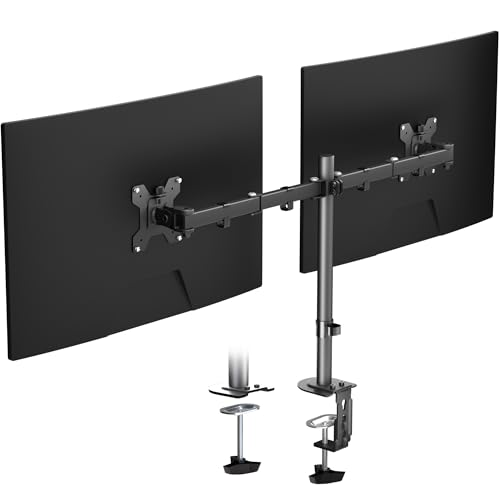 Pholiten Dual Monitor Stand Heavy Duty Adjustable Monitor Arm Desk Mount for 2 Screens up to 32 Inches Tilt Swivel Rotate Supports 22 lbs Per Monitor Arm - Image 1