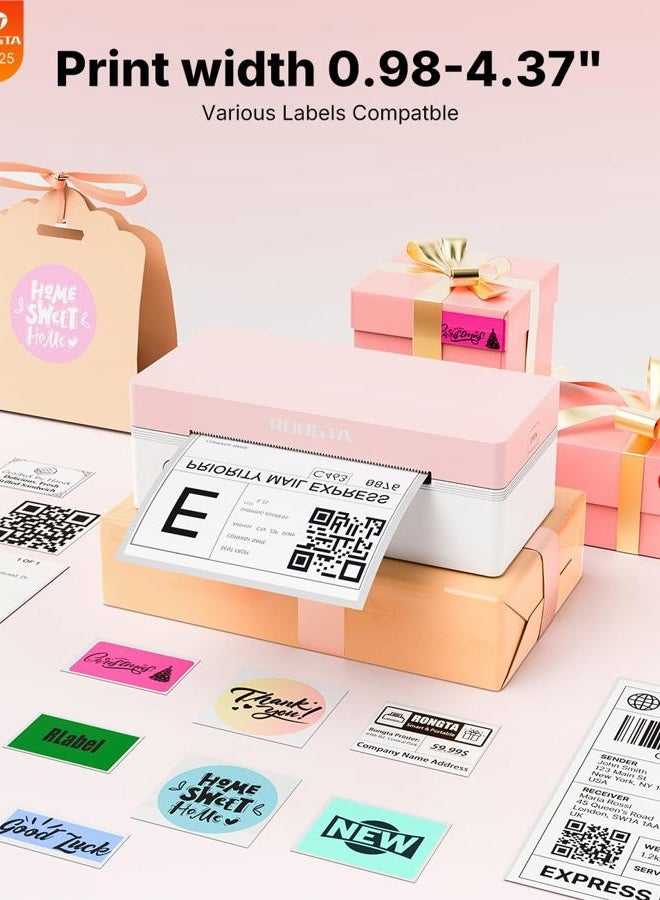 rongta 4x6 Bluetooth Thermal Label Printer, Wireless Shipping Label Printers for Shipping Packages Small Business Office or Home, Compatible with iPhone Android iPad macOS Windows, Pink - Image 4