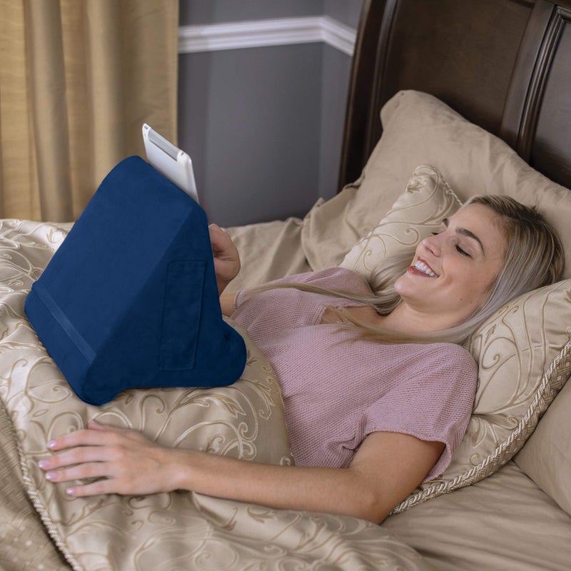 Ontel Pillow Pad Ultra Multi-Angle Soft Tablet Stand, Blue - Image 4