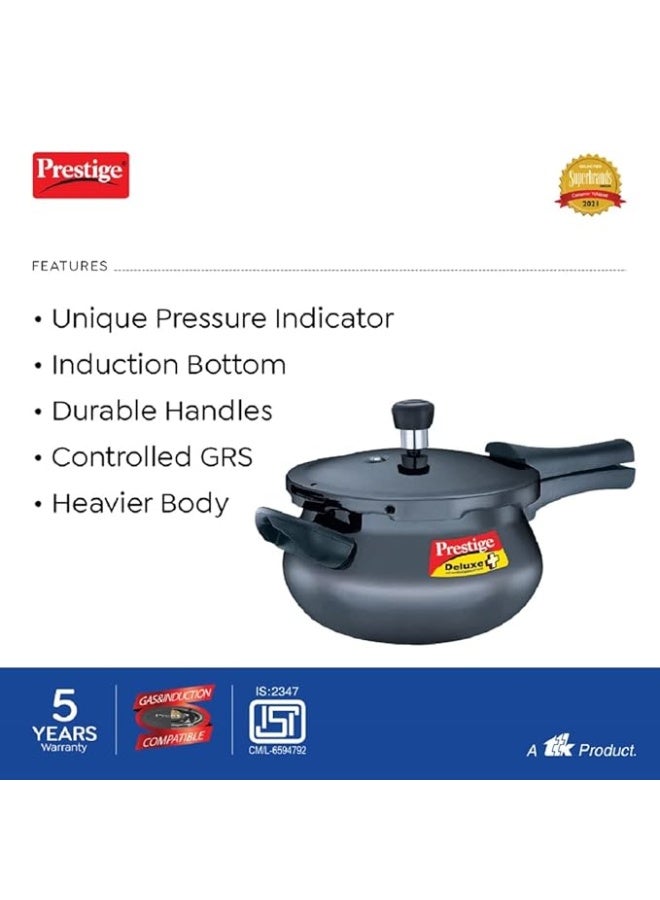 Prestige Deluxe Plus Aluminium Hard Anodised Pressure Cooker Handi Black 3Liters - Image 3