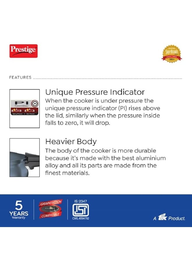 Prestige Deluxe Plus Aluminium Hard Anodised Pressure Cooker Handi Black 3Liters - Image 2