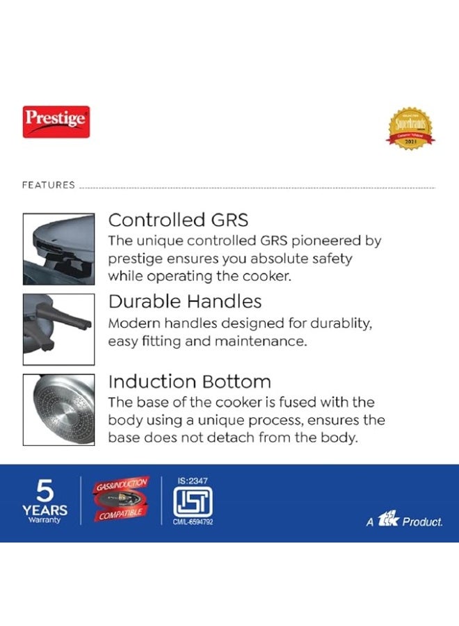 Prestige Deluxe Plus Aluminium Hard Anodised Pressure Cooker Handi Black 3Liters - Image 5