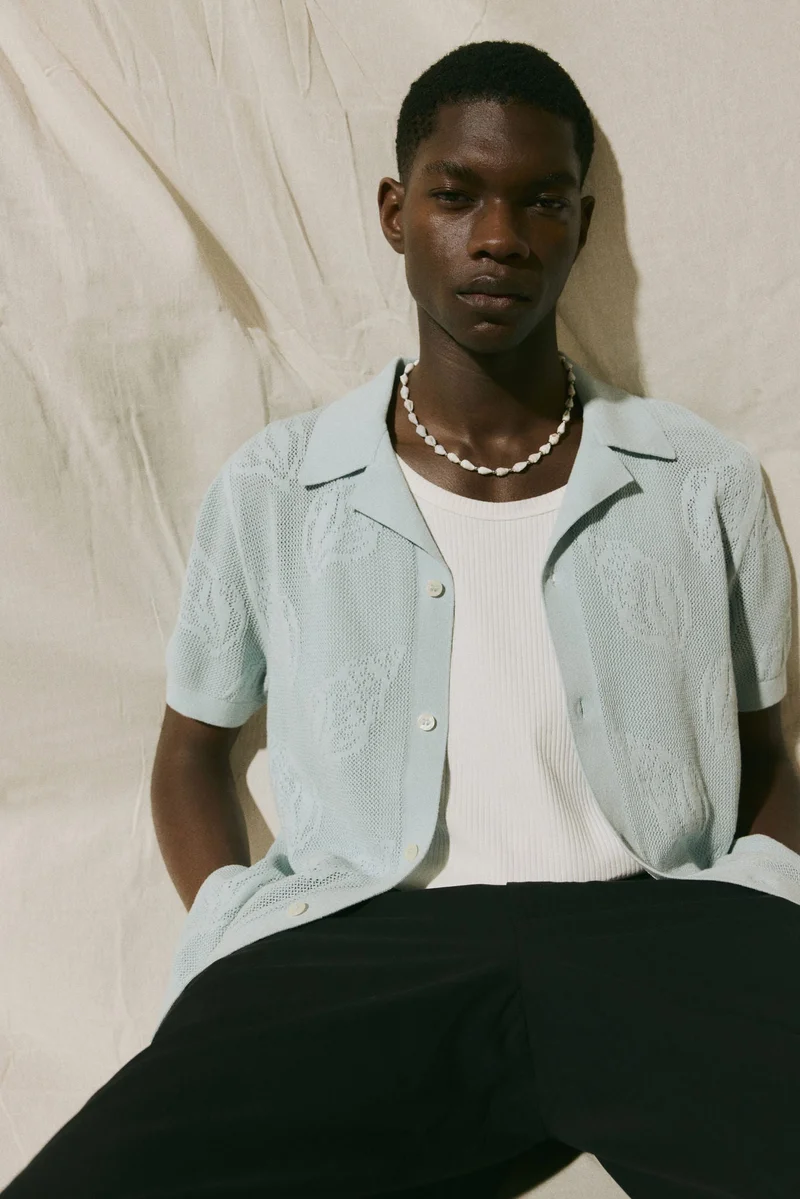 H&M Regular Fit Jacquard-knit resort shirt