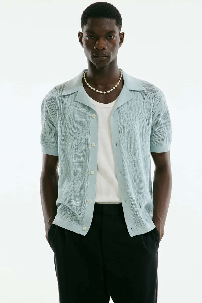 H&M Regular Fit Jacquard-knit resort shirt