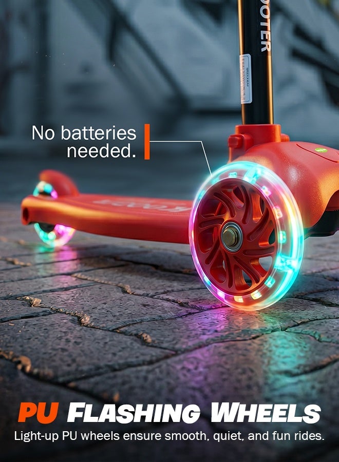 BAYBEE Kick Scooter for Kids | 3 Wheel Kids Scooter with 3 Height Adjustable, LED PU Wheels & Rear Brake | Skate Scooter for Childrens Upto 50Kgs Weight Capacity | Runner Scooters for Kid 3 to 10 Years Boy Girl Red - Image 5