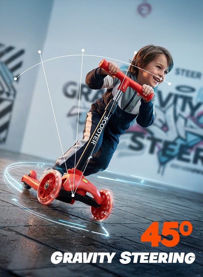 BAYBEE Kick Scooter for Kids | 3 Wheel Kids Scooter with 3 Height Adjustable, LED PU Wheels & Rear Brake | Skate Scooter for Childrens Upto 50Kgs Weight Capacity | Runner Scooters for Kid 3 to 10 Years Boy Girl Red - Image 4