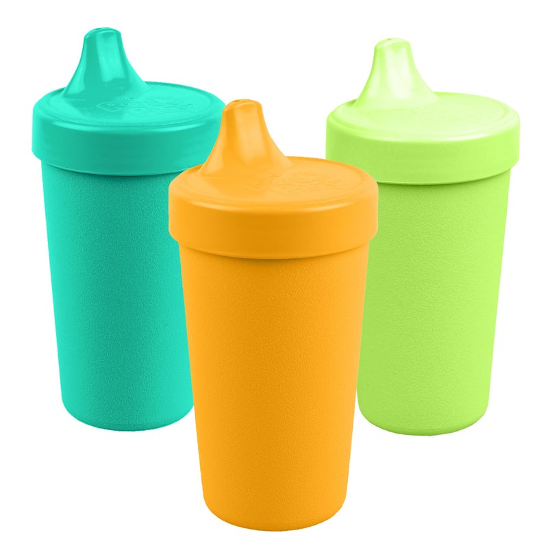 RePlay Sippy Cups for Toddlers 10 Oz Reusable Spill Proof Cups for Kids DishwasherMicrowave Safe Made in USA Set of 3313 x 625 Aqua Asst