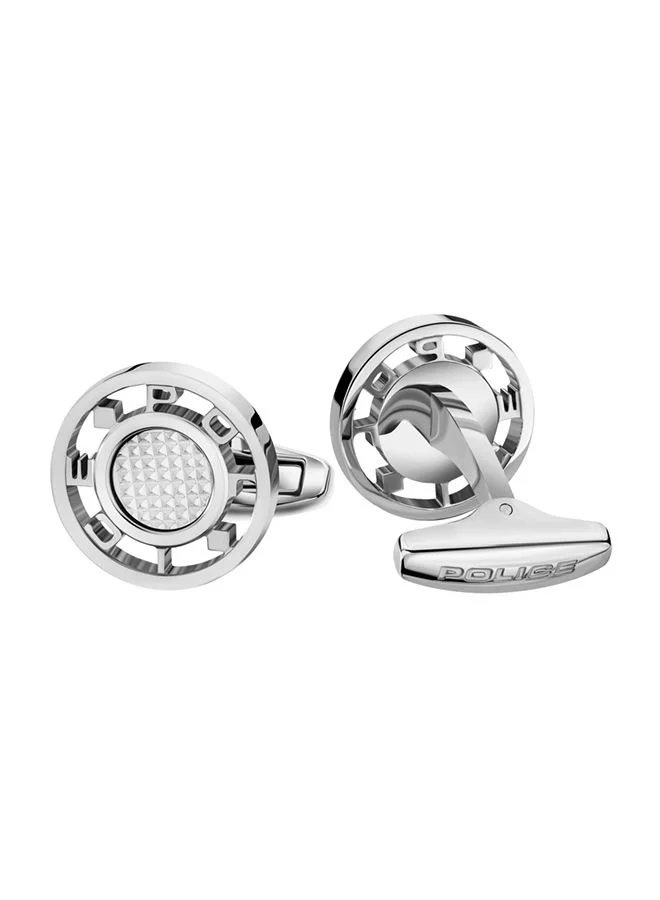 POLICE Pyramid Full Cufflinks For Men in Silver