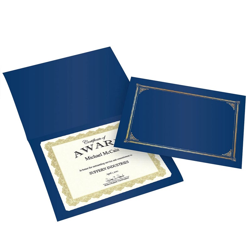 Geographics Classic Linen Certificate/Document Covers, 12.5â€ x 9.75â€, Blue Navy (6 Pack) - Image 2