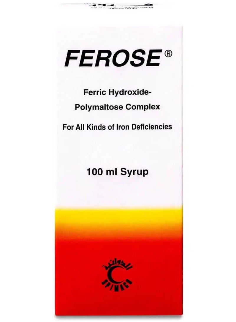 FEROSE Iron Supplement Improve Hemoglobin Anti Anemia Syrup 100ml - Image 1