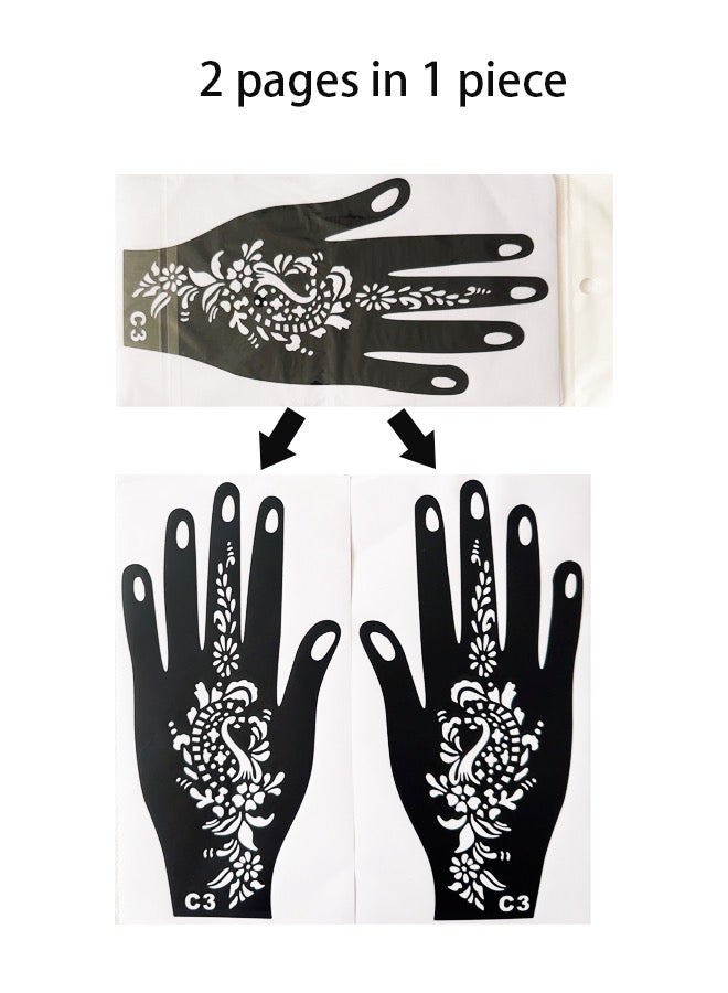 Generic Henna Tattoo Mould Sticker Black for Hand 6-Piece  - Image 2