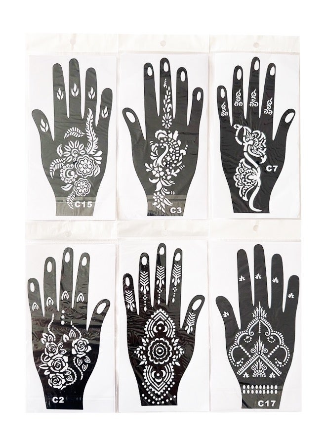 Generic Henna Tattoo Mould Sticker Black for Hand 6-Piece  - Image 1