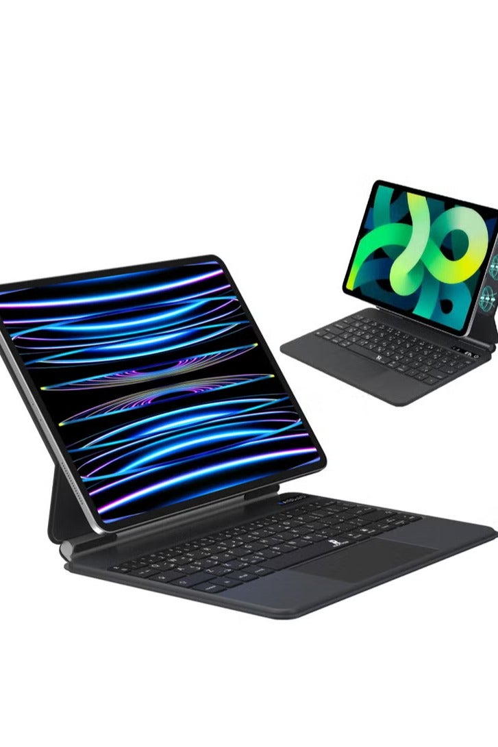 Rock Pow Magic Keyboard Case for iPad Air 11 inch M3 2025/Case for iPad Air 11 inch M2 2024 and iPad Air5 10.9 inch 2022/Air4 10.9 inch 2020 with Magnetic Back Cover, Smart Trackpad Backlit for Air 11(A3266 A3267 A3270)(A2902 A2903 A2904)Air 10.9(A2589 A2591 A2588)(A2316 A2324 A2325 A2072) - Image 1