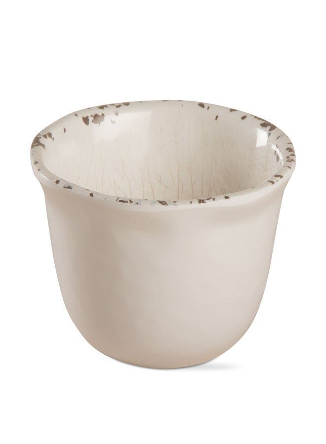 tag 5.5"x5.5" Veranda Cracked Glazed Solid Wavy Edge Melamine Plastic Serveware Dinnerware Bowl Dishwasher Safe Indoor Outdoor Ivory Ivory - Image 1