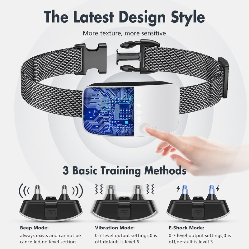NBJU Bark Collar for Dogs,Rechargeable Anti Barking Training Collar with 7 Adjustable Sensitivity and Intensity Beep Vibration for Small Medium Large Dogs (White) - Image 2
