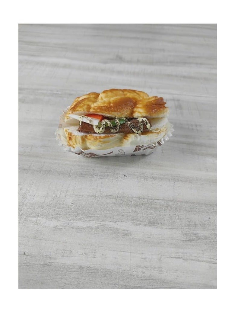 ملحقات منزل الراتنج الحقيقية ثلاثية الأبعاد، ملصقات مغناطيس للثلاجة، ملصق مغناطيسي أشكال ساندويتش وهمية، ساندويتش برجر ساندويتش السجق، باتي السجق، سجق الكرواسون (باتي السجق) - Image 2