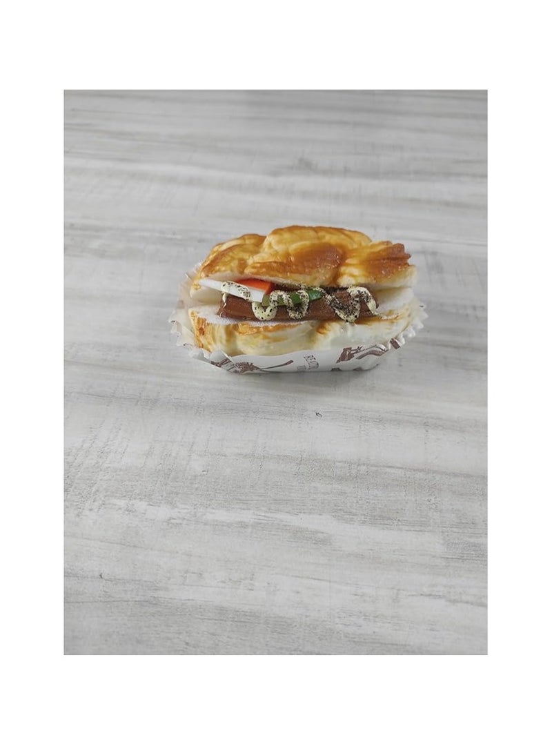 ملحقات منزل الراتنج الحقيقية ثلاثية الأبعاد، ملصقات مغناطيس للثلاجة، ملصق مغناطيسي أشكال ساندويتش وهمية، ساندويتش برجر ساندويتش السجق، باتي السجق، سجق الكرواسون (باتي السجق) - Image 3