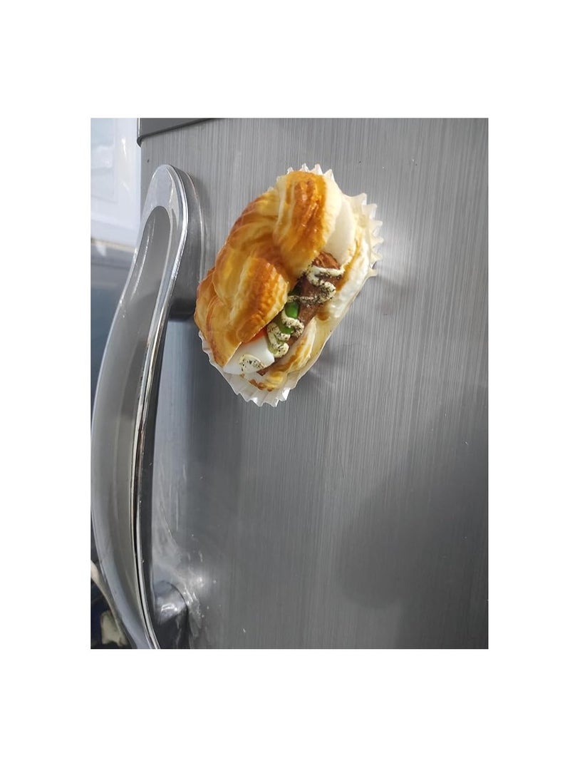 ملحقات منزل الراتنج الحقيقية ثلاثية الأبعاد، ملصقات مغناطيس للثلاجة، ملصق مغناطيسي أشكال ساندويتش وهمية، ساندويتش برجر ساندويتش السجق، باتي السجق، سجق الكرواسون (باتي السجق) - Image 4