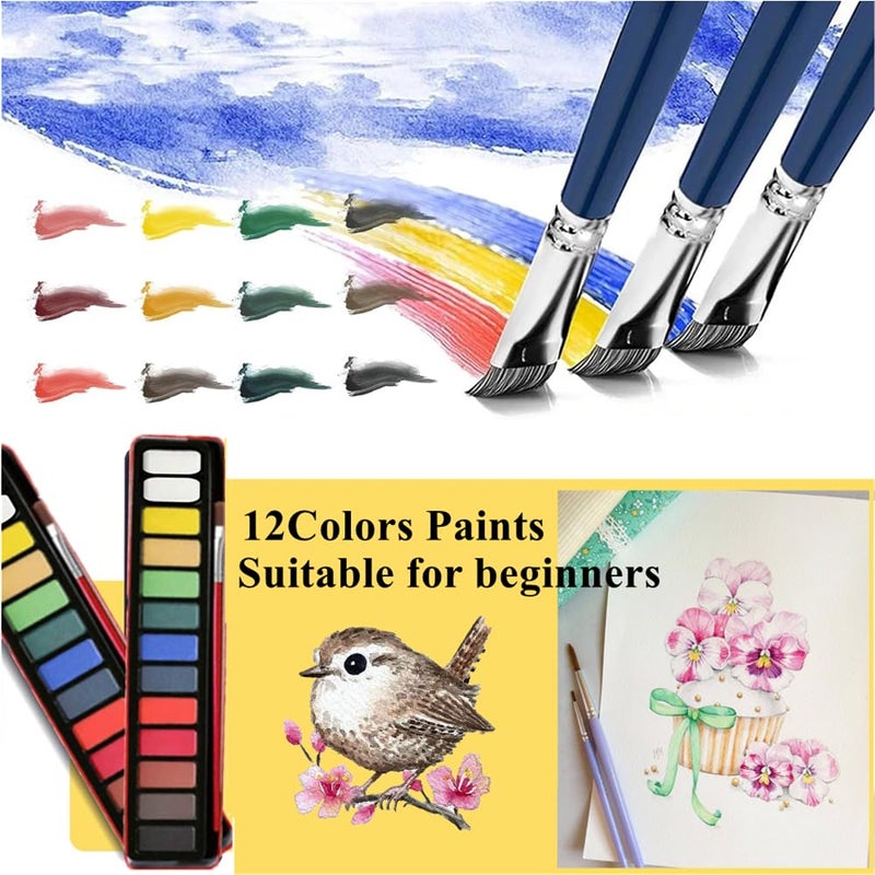 Baeleega Watercolor Workbooks Coloring Book Beginner Friendly Painting Kit Easy Nature Scenes Paint Set Art Crafts For Creative Exploration Gift For Adults Teens (Flowers  With Palette) - Image 3