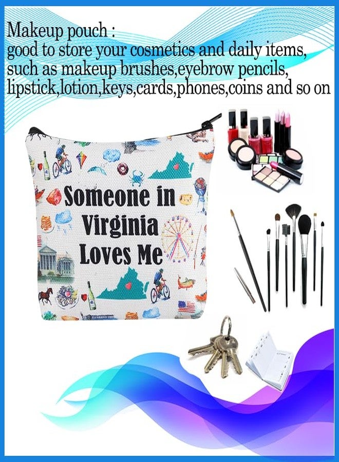PXTIDY Virginia Travel Makeup Bag Long Distance Relationships Gift Someone In Virginia Loves Me Bag Virginia Souvenir Gift - Image 2