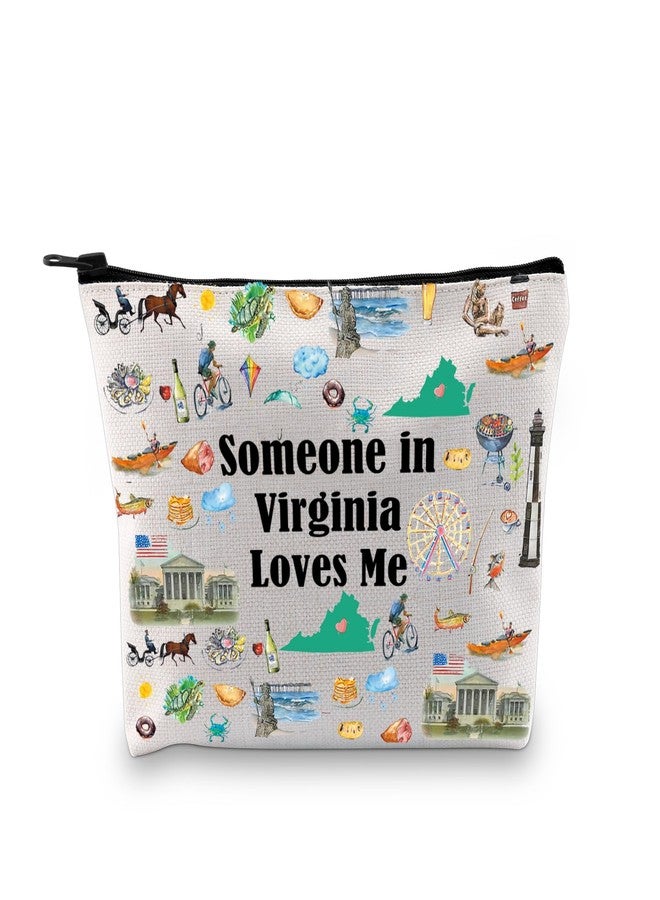 PXTIDY Virginia Travel Makeup Bag Long Distance Relationships Gift Someone In Virginia Loves Me Bag Virginia Souvenir Gift - Image 1