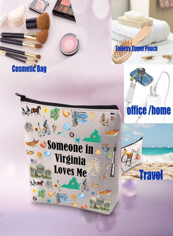 PXTIDY Virginia Travel Makeup Bag Long Distance Relationships Gift Someone In Virginia Loves Me Bag Virginia Souvenir Gift - Image 5