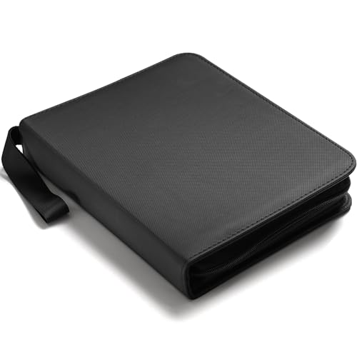 Dosanlues Card Binder for ToploadersPortable 4 Pockets Trading Card Holder Albums for Sports Trading and Gaming Cards Black - Image 1